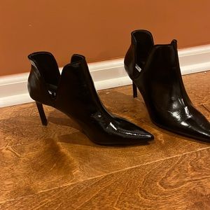 Zara black patent heeled booties